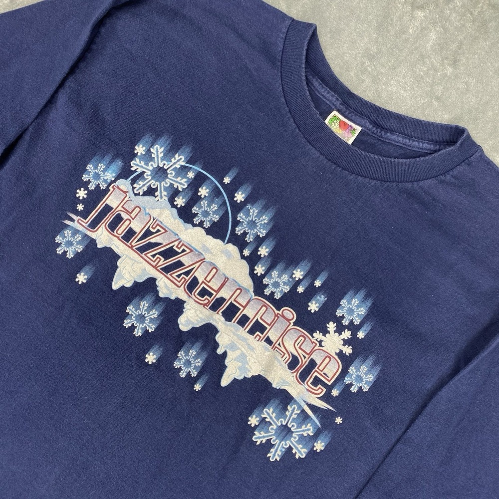 Vintage Jazzercise Shirt Mens‎ Size XL Blue Snowflake Crewneck Long Sleeve 90s